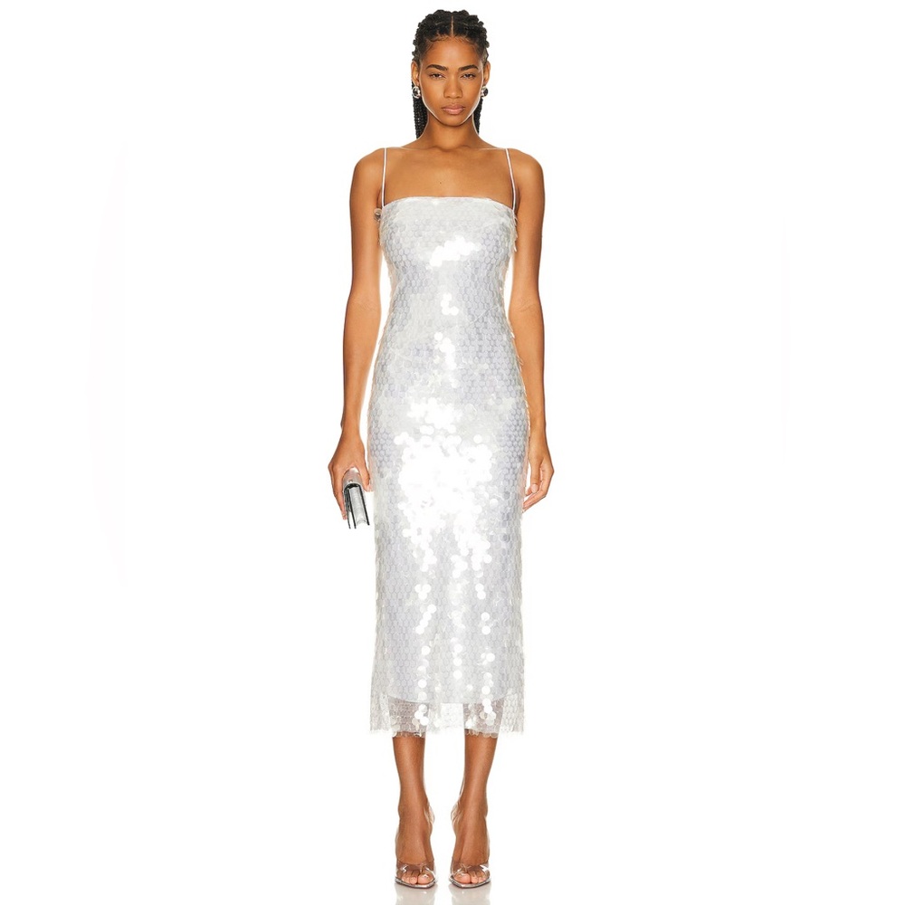 NWT The New Arrivals Phoenix Sequin Dress Silver Size 40 / US 8 Evening Dress